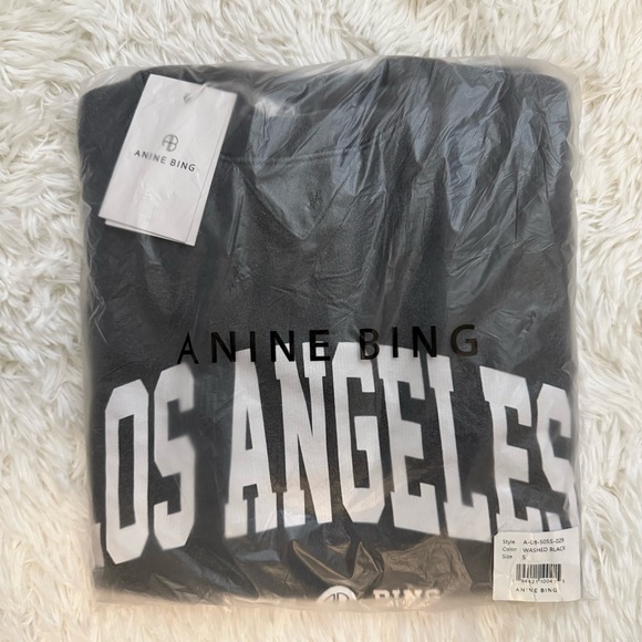 Anine Bing Ramona Los Angeles Sweatshirt in Washed Black VARIOUS SIZES - Picture 5 of 10